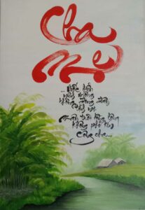 tranh-thu-phap-phong-canh-que-hong